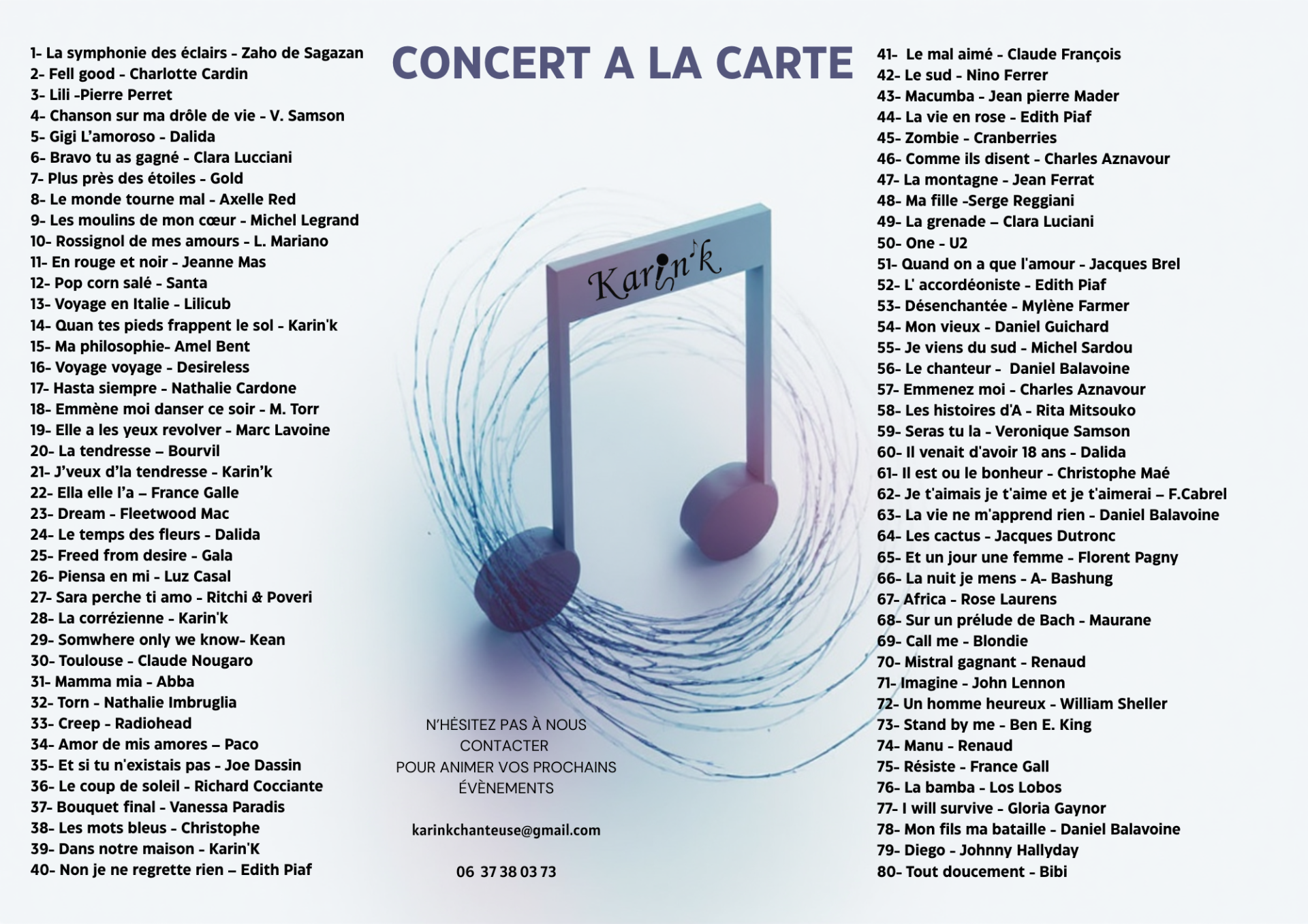 Chanson à la carte